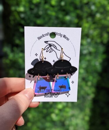 ufo cow abduction earrings