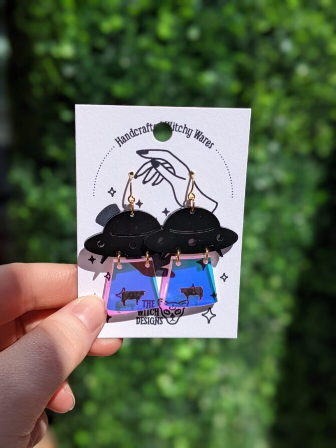 ufo cow abduction earrings