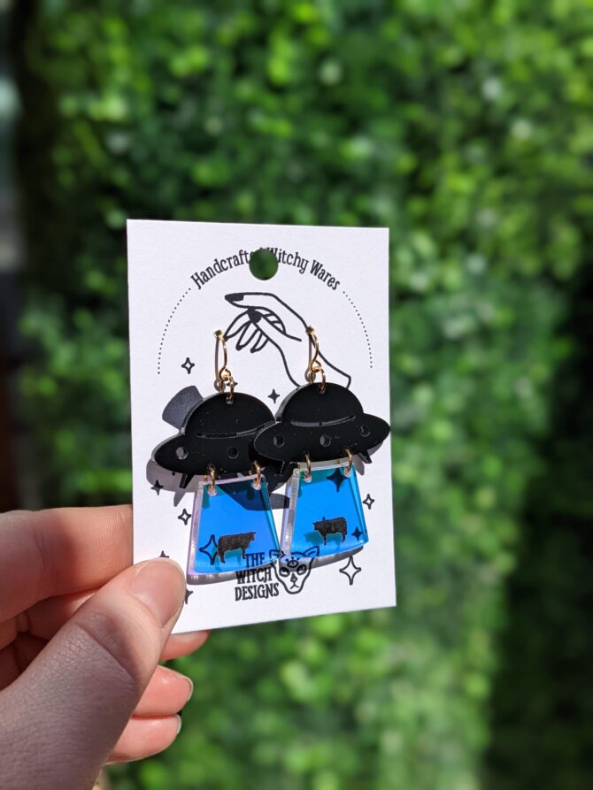 ufo cow abduction earrings