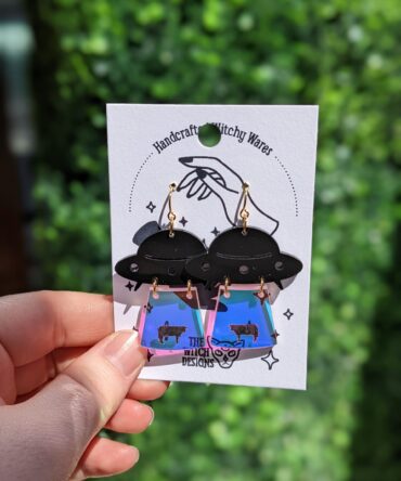 ufo cow abduction earrings