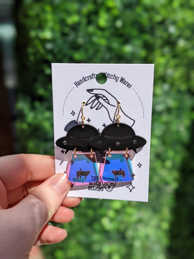 ufo cow abduction earrings