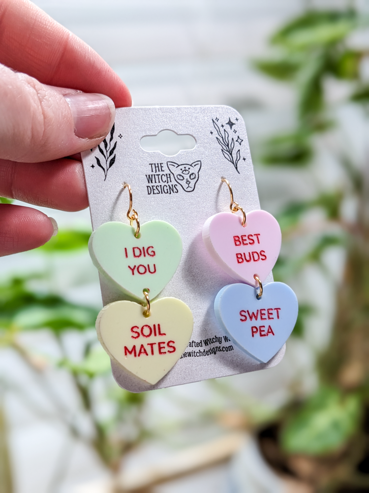 Candy Heart Valentine Sticker Earrings