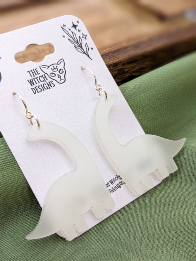 glow in the dark brachiosaurus earrings