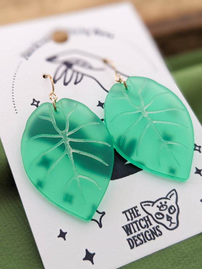 alocasia leaf earrings