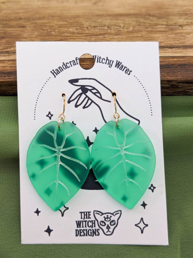 alocasia leaf earrings